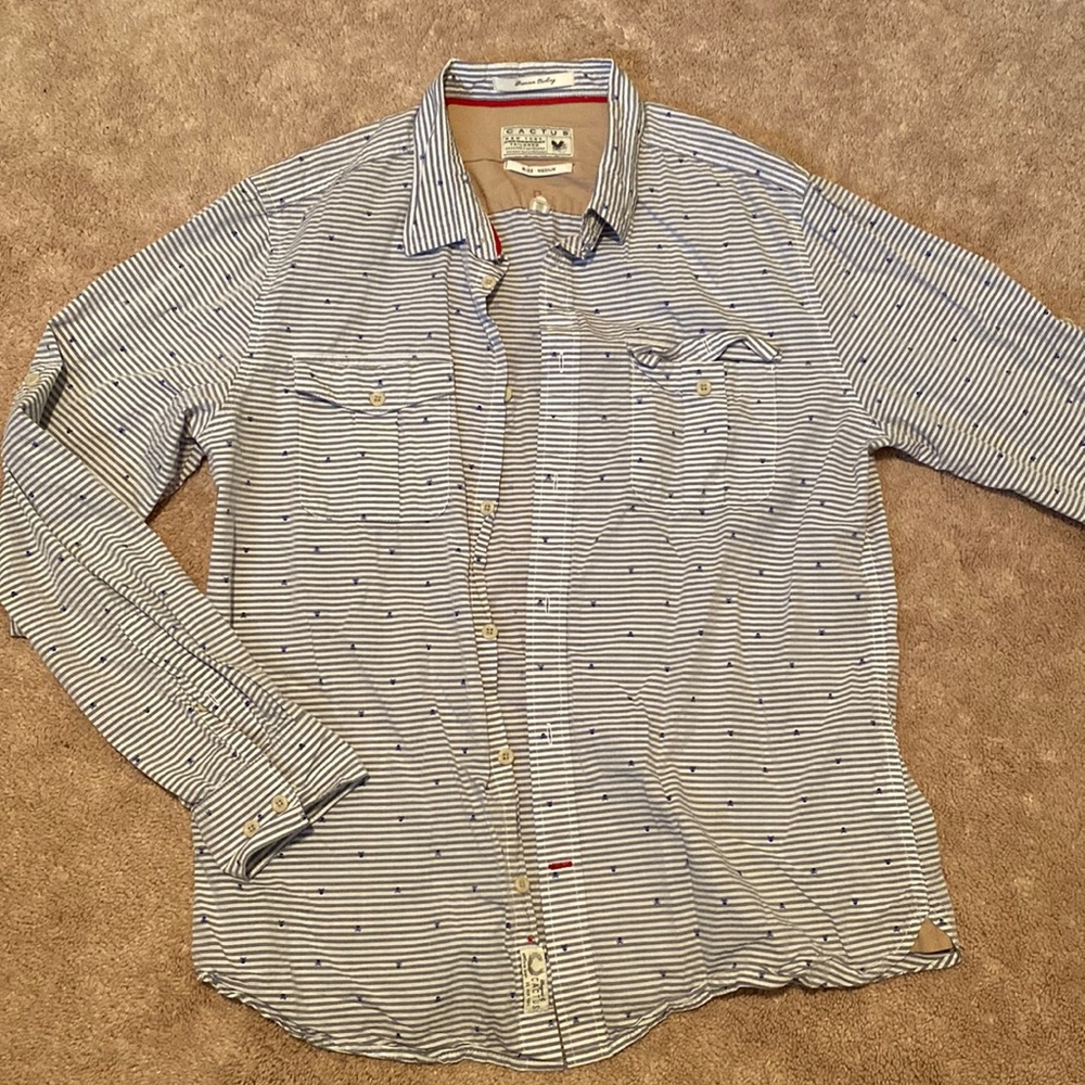 Mens button down Cactus dress shirt